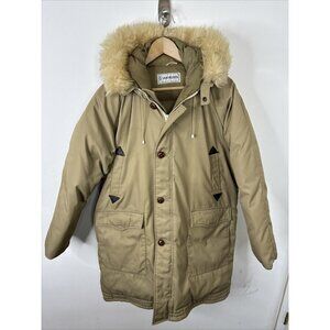 Vintage Van Heusen Men 42 M  Down Coat Parka Winter Warm Tan Snow